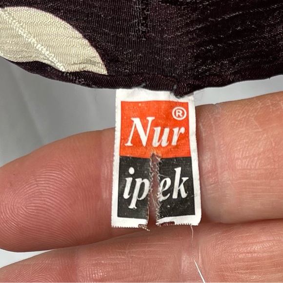 Nur Ipek Scarf 37” X 32” Brown & Cream Silk Polka Dot Hair Neck Vintage Fashion - Picture 5 of 9